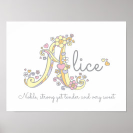Eine Monogramm Art Alice Girls Name bedeutet Poste Poster
