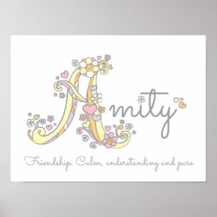 Eine Monogramm Art Amity Girls Name bedeutet Poste Poster
