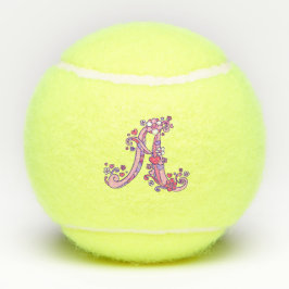 Eine Monogramm-Girls-personalisiert-Doodbriefe-Kun Tennisbälle