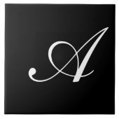 Eine Monogramm-Initial Weiß auf Schwarz Fliese (Vorderseite)