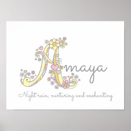 Eine Monogramm Kunst Amaya Mädchen Name bedeutet P Poster