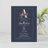 Eine Monogramm letzte erste Hochzeit mit moderner Einladung (Stehend Vorderseite)