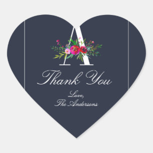 Eine Monogramm letzte erste Hochzeit mit moderner Herz-Aufkleber