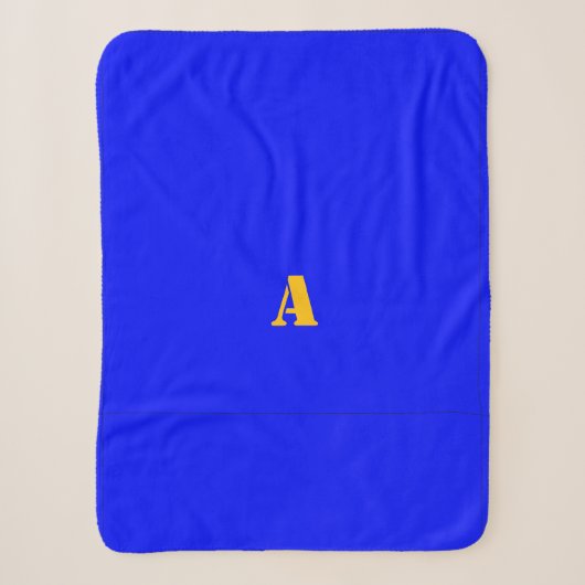 Eine monogrammblaue Fleece-Decke Sherpadecke (Vorderseite)