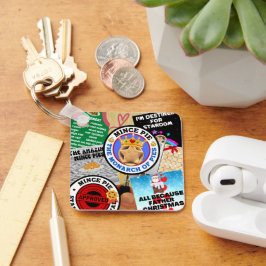 Eine Montage von Minenklemmen unter dem Glass Schlüsselanhänger