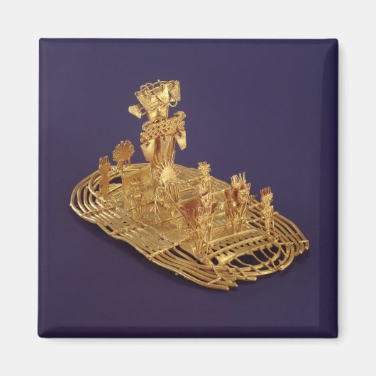 Eine muiskafarbene Votivfigur, die eine Darstellun Magnet (Vorne)