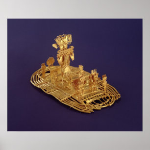 Eine muiskafarbene Votivfigur, die eine Darstellun Poster