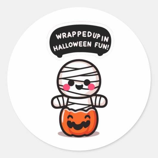 Eine Mummie in einem Kürbis  Runder Aufkleber (Vorderseite)