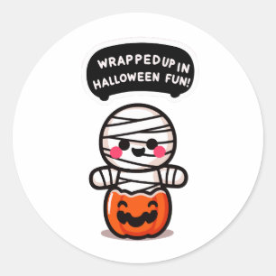 Eine Mummie in einem Kürbis Runder Aufkleber