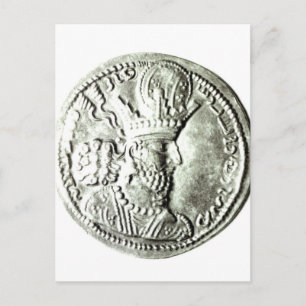 eine Münze, die das Profil von Shapur II darstellt Postkarte