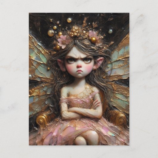 Eine mürrische Fee in Rosa Postkarte (Vorderseite)