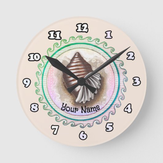 Eine Muscheluhr Runde Wanduhr (Vorderseite)