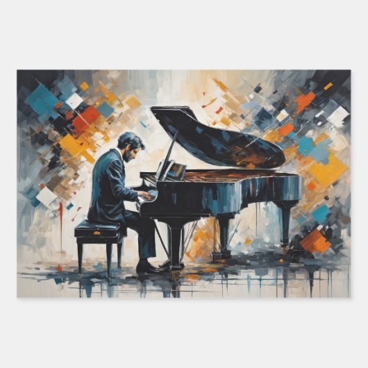 Eine Musikwelt, um Ihr Soul retten - Piano-Player Geschenkpapier Set (Vorderseite)