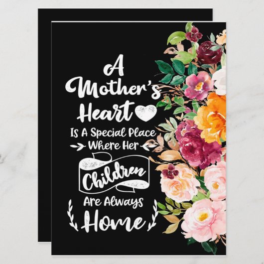 Eine Mutter ist wie ein Geschenk für Blume, ein Mu Menükarte (Vorne/Hinten)