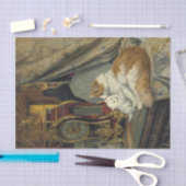 Eine Mutter Katze und ihr Kätzchen mit einer Halte Seidenpapier (Handwerk)