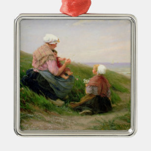 Eine Mutter und ihre kleinen Kinder Ornament Aus Metall