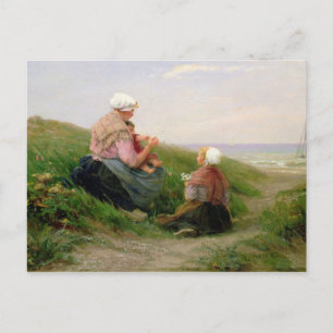 Eine Mutter und ihre kleinen Kinder Postkarte