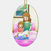 Eine Mutterlesung mit ihrer Tochter Keramik Ornament (Links)