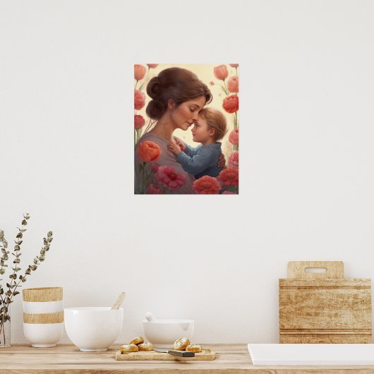 Eine Muttermütze - Mutter & Sohn Poster (Küche)