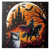 Eine mystische Fahrt mit einem Halloween-Pferd in Fliese (Vorderseite)