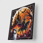 Eine mystische Fahrt mit einem Halloween-Pferd in Quadratische Wanduhr (Winkel)