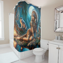 Eine mystische Nacht mit einem indischen Ureinwohn Duschvorhang