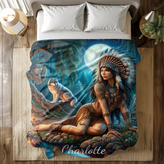 Eine mystische Nacht mit einem indischen Ureinwohn Fleecedecke