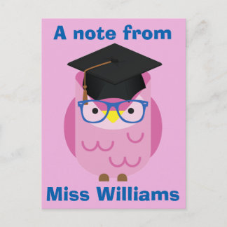 Eine Nachricht von der Lila Postkarte des Lehrers