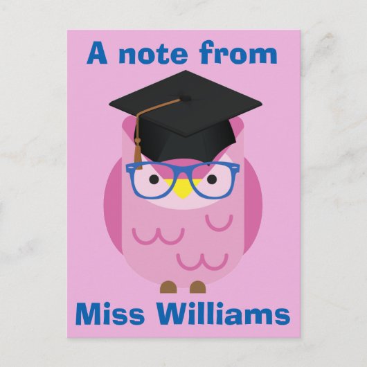 Eine Nachricht von der Lila Postkarte des Lehrers (Vorderseite)