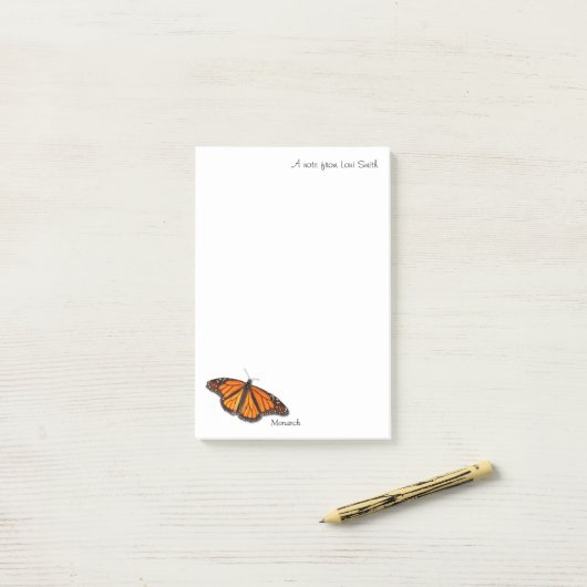 Eine Nachricht von ... Monarch Butterfly Notepad Post-it Klebezettel (Auf Schreibtisch)