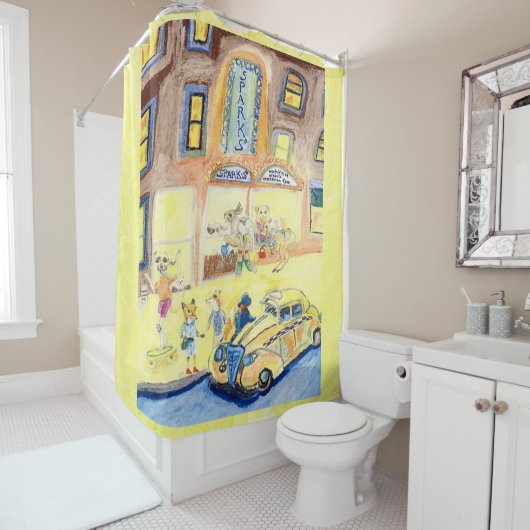 Eine Nacht auf der Stadt Duschvorhang (Beispiel)