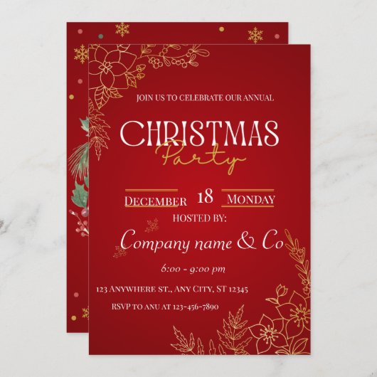 "Eine Nacht der Freude: Weihnachten im Unternehmen Einladung (Vorne/Hinten)