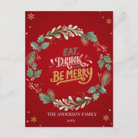 "Eine Nacht der Freude: Weihnachts-Bash Postkarte (Vorderseite)