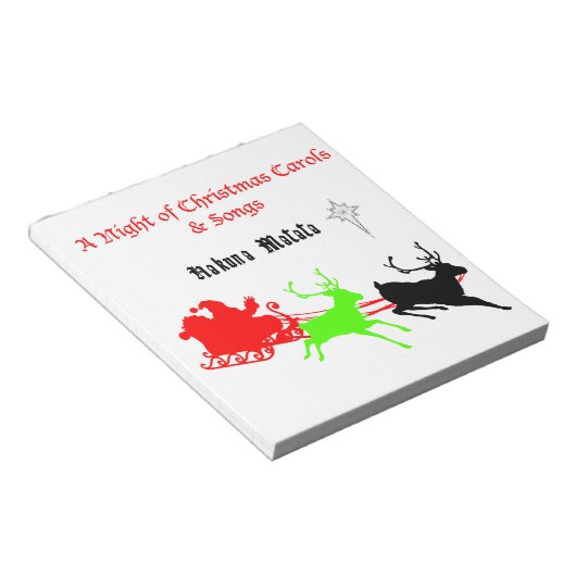 Eine Nacht der Weihnachtslieder und Songs Hakunama Notizblock (angewinkelt)