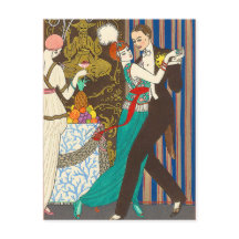 Eine Nacht im dekadenten Paris Art Deco Postkarte