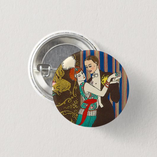 Eine Nacht im dekadenten Paris-Kunst-Deko-Knopf Button (Vorne & Hinten)