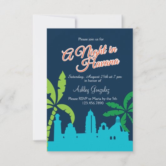 Eine Nacht in Havana Einladung (Vorderseite)