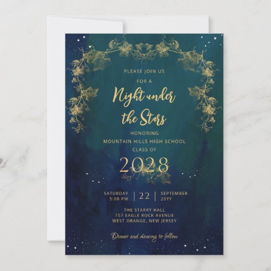 Eine Nacht unter dem Abschluss der Sternenschule v Einladung (Vorderseite)