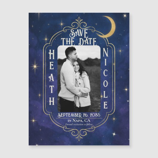 Eine Nacht unter den Sternen Save the Date Magnetkarte (Vorderseite)