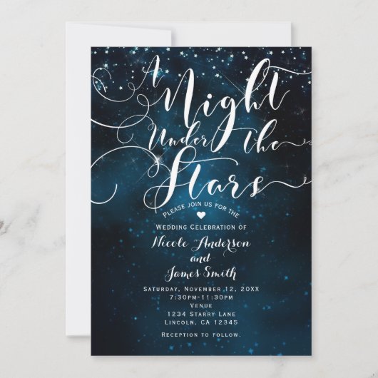 EINE NACHT UNTER DEN STERNEN Starry Blue Skies Hoc Einladung (Vorderseite)