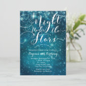 EINE NACHT UNTER DEN STERNEN Starry Light Blue Sky Einladung (Stehend Vorderseite)