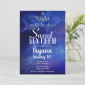 Eine Nacht unter den Sternen Starry Sky Sweet 16 P Einladung (Stehend Vorderseite)