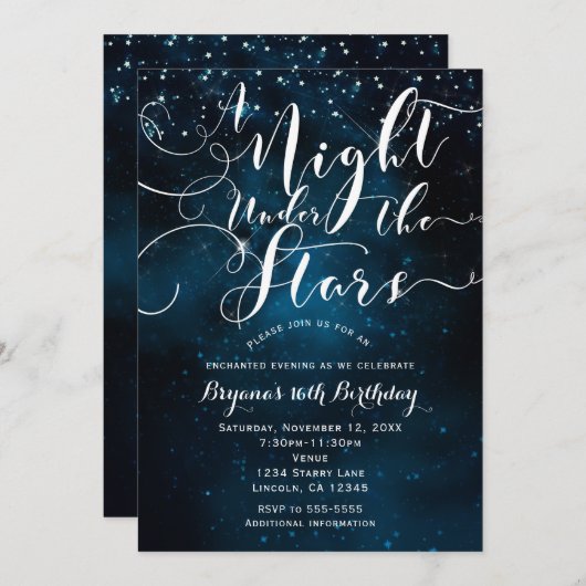 EINE NACHT UNTER DEN STERNEN Sternenhimmel Einladung (Vorne/Hinten)