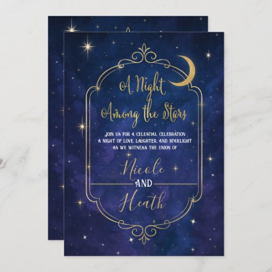 Eine Nacht zwischen den Sternen Himmelskies Hochze Einladung (Vorne/Hinten)