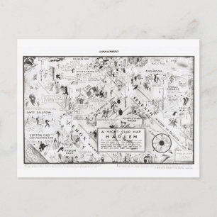 Eine Nachtclubs-Karte von Harlem, 1933 Postkarte