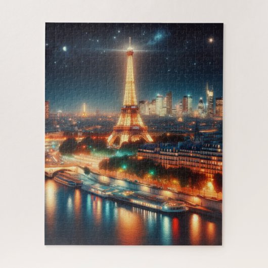 Eine Nachtszene in Paris - Frankreich Puzzle (Vertikal)