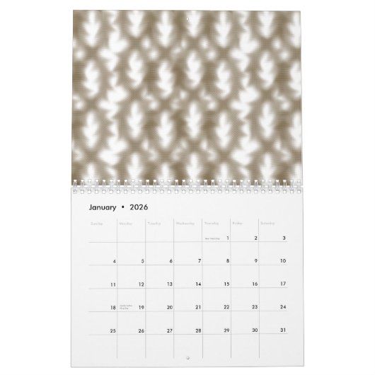 Eine nah-up-Ansicht eines knusprigen Drahtgitters Kalender (Jan 2026)