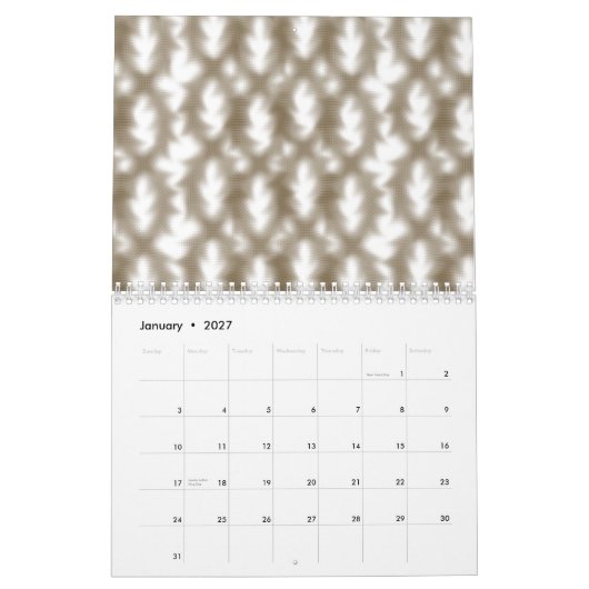 Eine nah-up-Ansicht eines knusprigen Drahtgitters Kalender (Jan 2027)