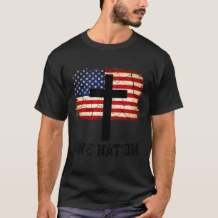 Eine Nation Amerikanische 4. Juli-Flagge USA T-Shirt
