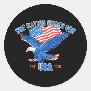 Eine Nation unter der Flagge Gottes USA 4. Juli 17 Runder Aufkleber